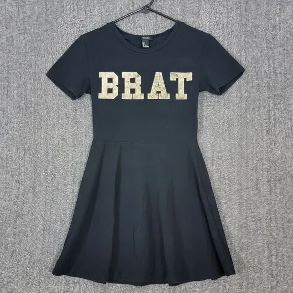 forever 21 black skater dress Forever 21 textured cut out sides skater dress black small